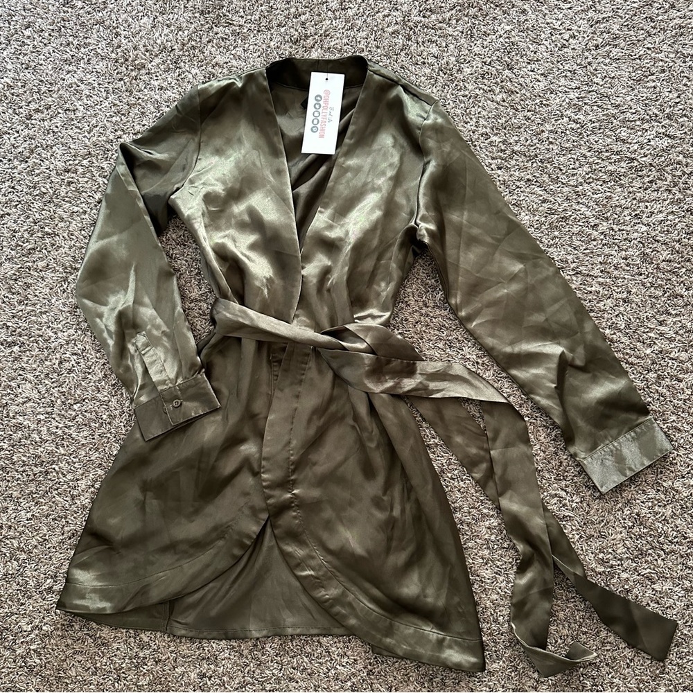 olive satin robe
